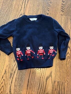 M&S Kids Navy Sweater with Nutcracker Christmas Motif
